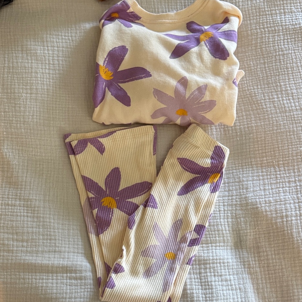 Zara Kids Matching Set with Purple and Yellow Floral Design